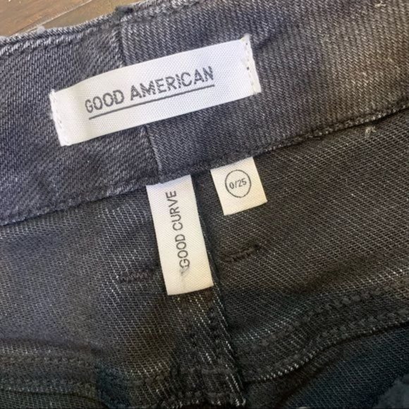 NWT Good American Good Curve High Waist Skinny Raw Edge Black/Gray Jean 0/25 - Picture 8 of 10